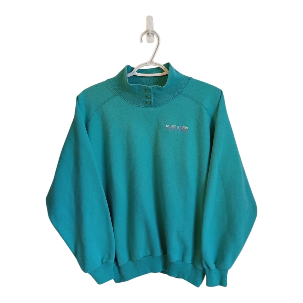 Vintgage Northern Reflections Embroidered Small Logo Quarter Button Pullover S